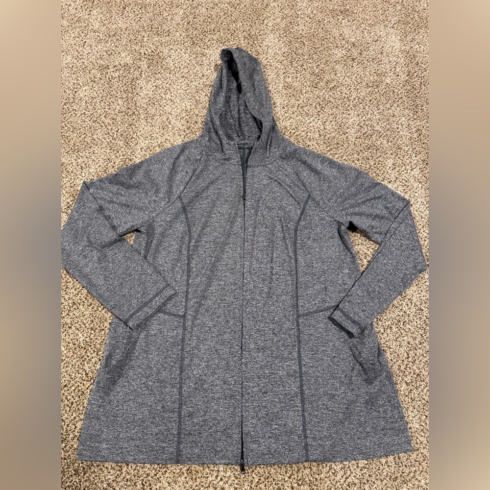 J. Jill Heathered Charcoal Zip-Front Hoodie